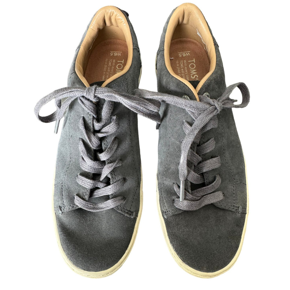 Tom's Grey‎ Suede Lace Up Low Top Sneakers